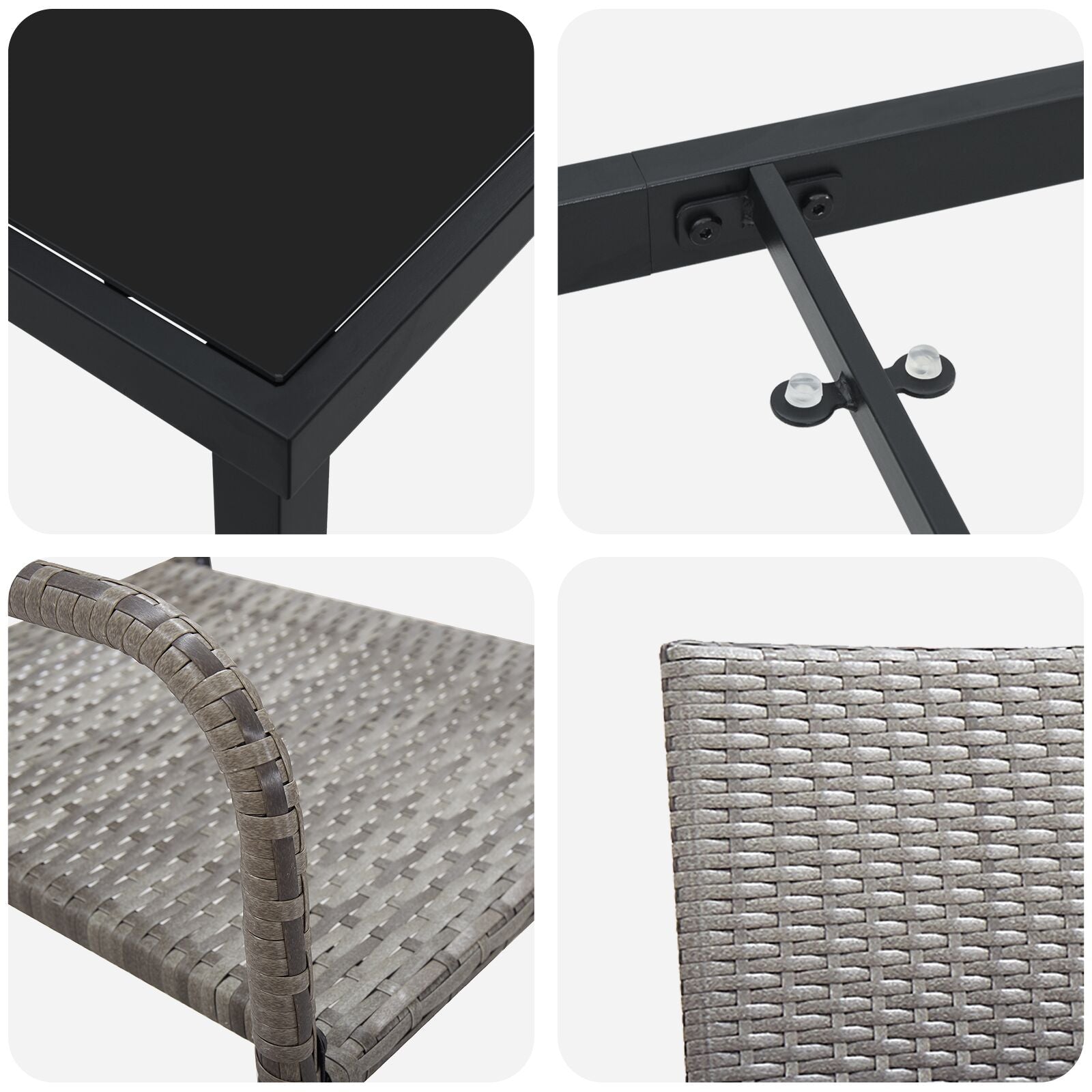 5 Delige Tuinset Grijs Poly Rattan