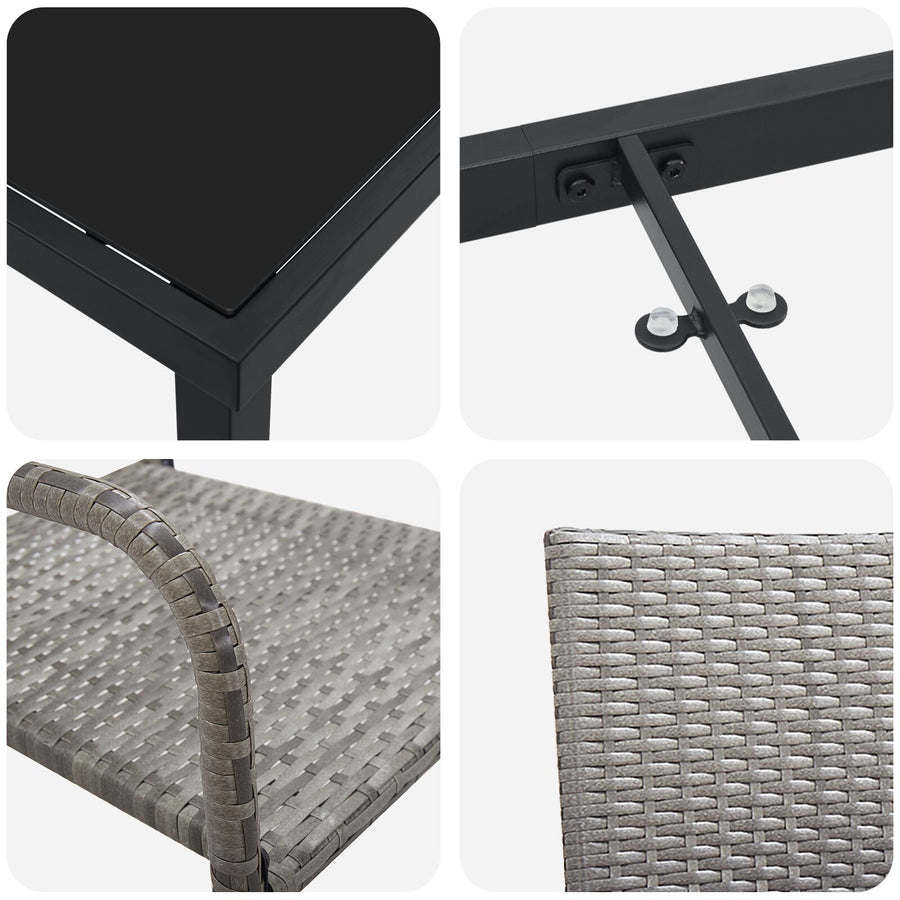 5 Delige Tuinset Grijs Poly Rattan