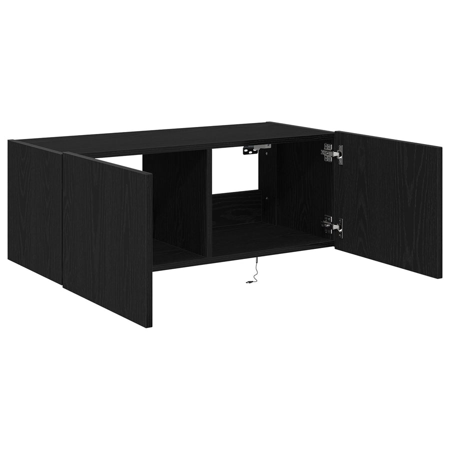 Tv Wandkast Met Led-Verlichting Zwart Eiken 80X35X31 Cm