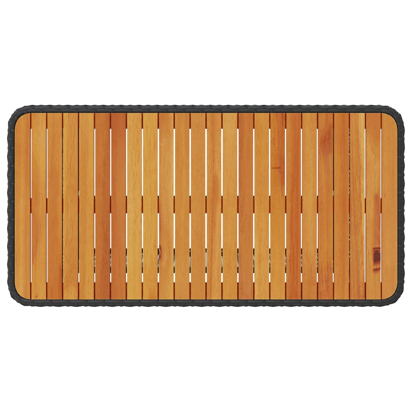 4-Delige Tuin Eettafelset Met Kussens Poly Rattan Acacia 110 cm Zwart en crème 3 krukken