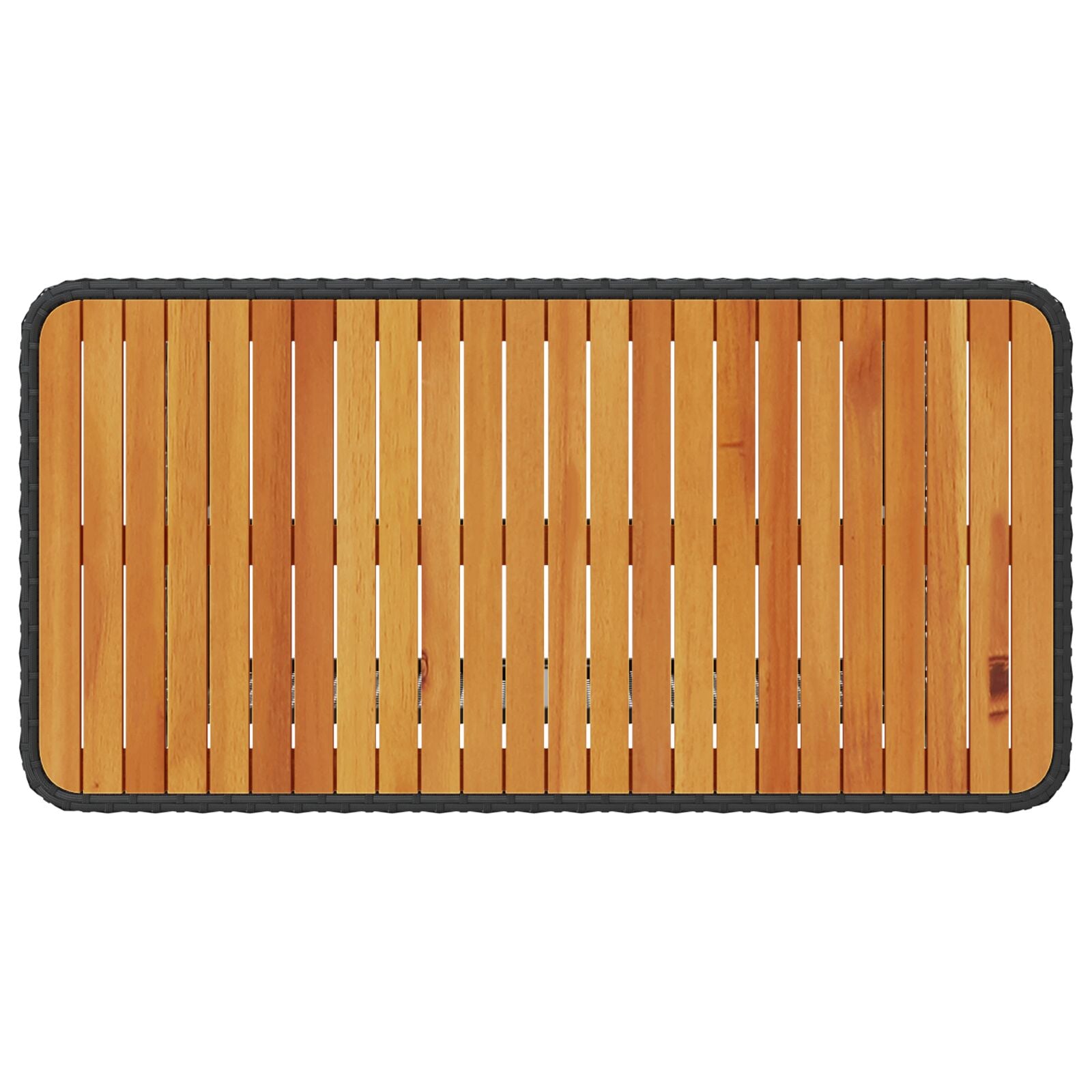 4-Delige Tuin Eettafelset Met Kussens Poly Rattan Acacia 110 cm Zwart en crème 3 krukken