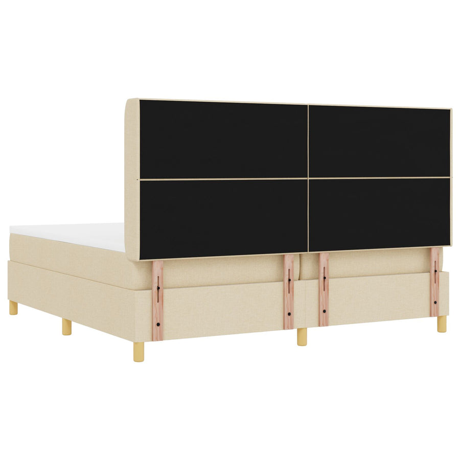 Boxspring Bed Met Matras & Led Crème 200X200 Cm Stof Blauw