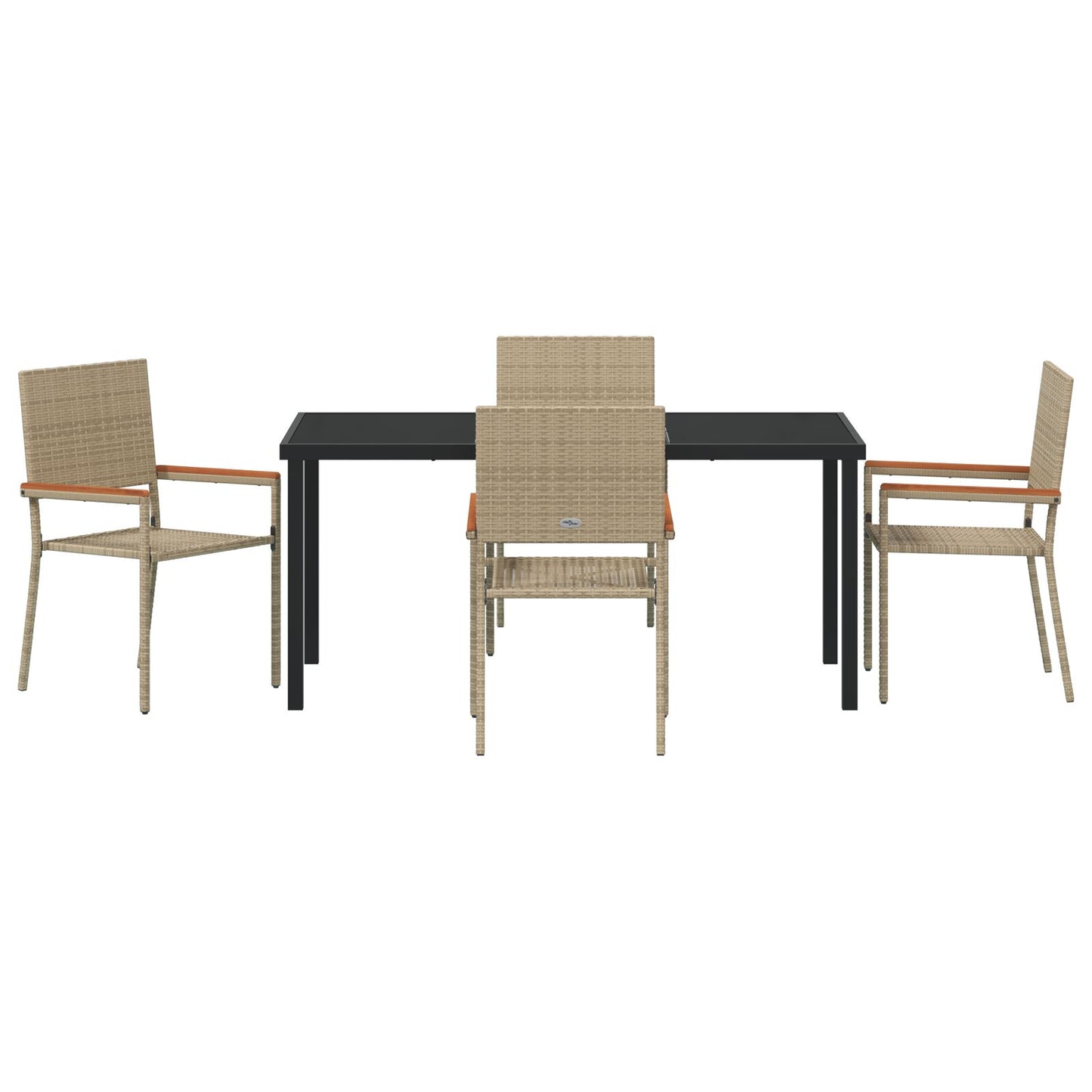 5 Delige Tuin Eetset Beige Poly Rattan