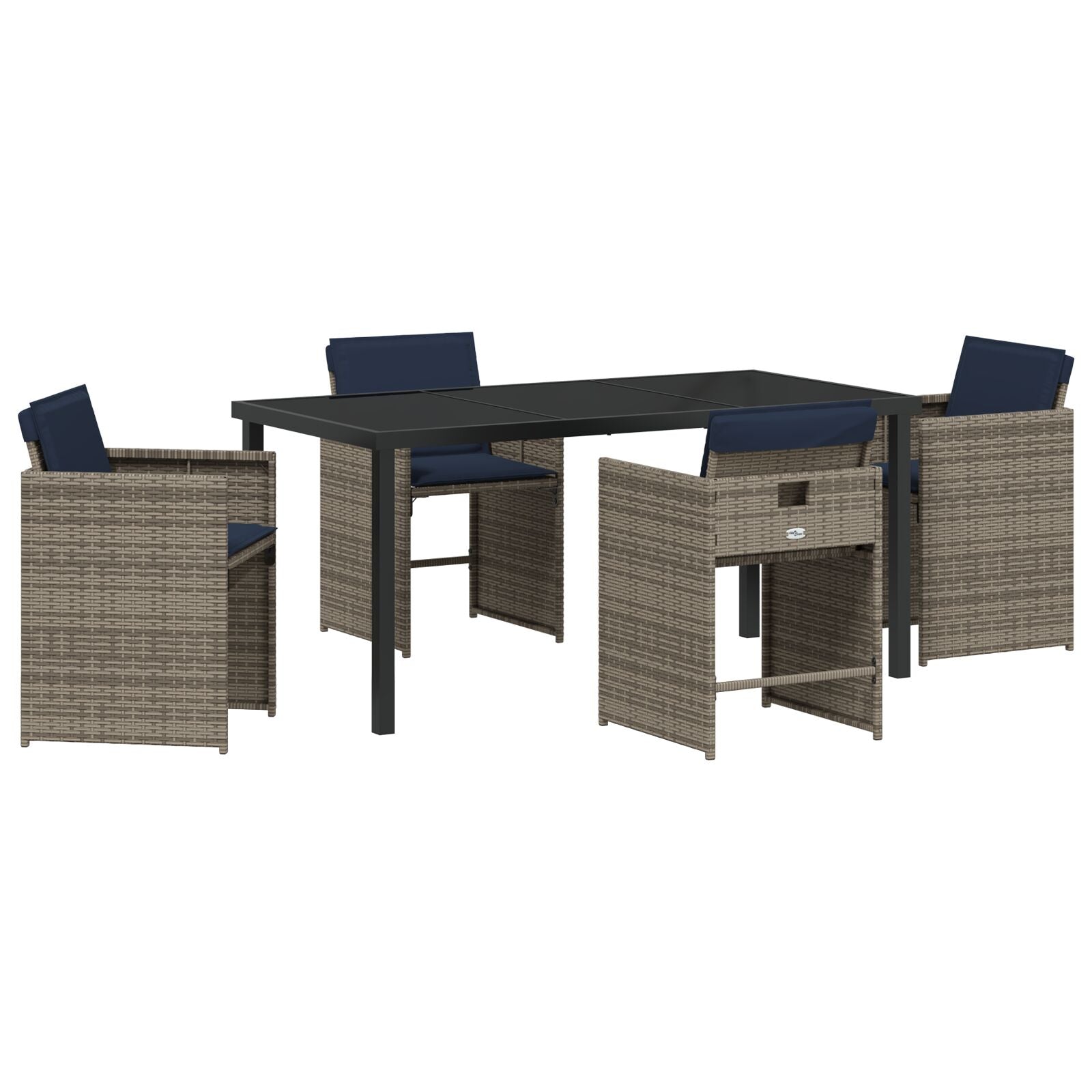 5-Delige Tuin Eettafelset Met Kussens Grijs Poly Rattan