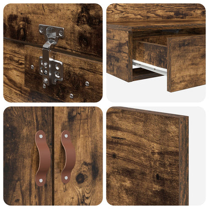 Opslagbedframe Gerookt Eiken Hout, Spaanplaat Eenpersoons Opslag Artisanaal Eiken