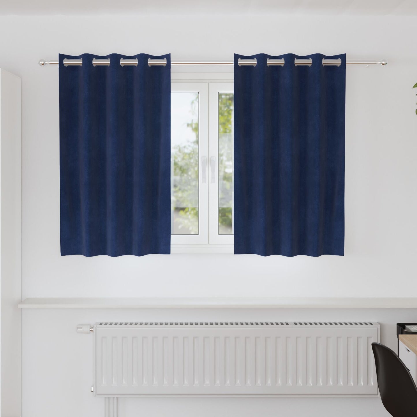 Blackout Gordijnen 2 Stuks E Velours Donkerblauw 140 x 140 cm met oogjes
