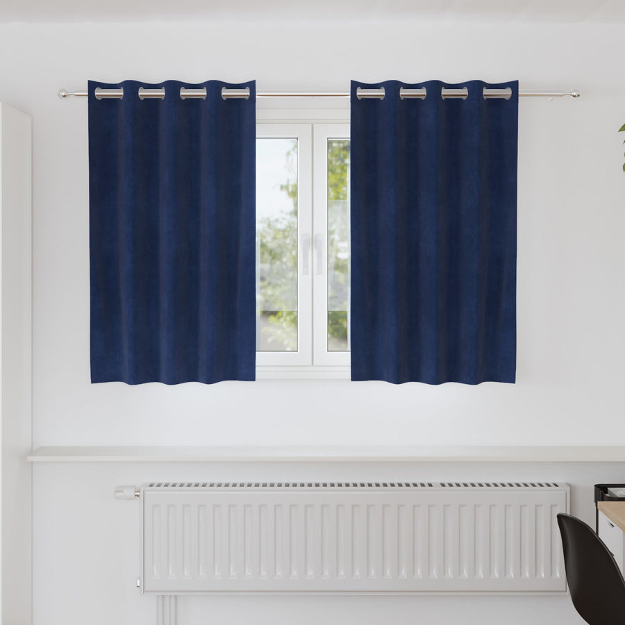 Blackout Gordijnen 2 Stuks E Velours Donkerblauw 140 x 140 cm met oogjes