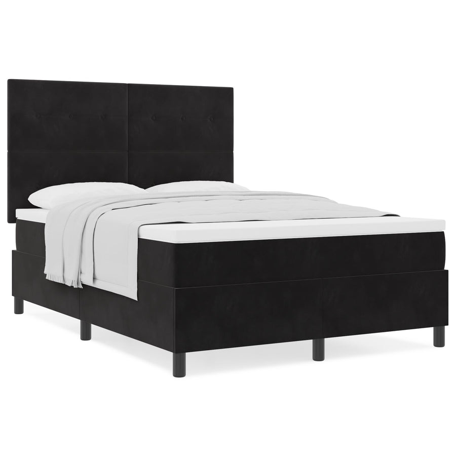 Boxspringbed Met Matras Zwart 160X200 Cm Fluweel Blauw