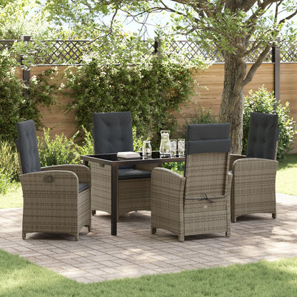 5 Delige Tuin Eetset Met Kussens Grijs Poly Rattan
