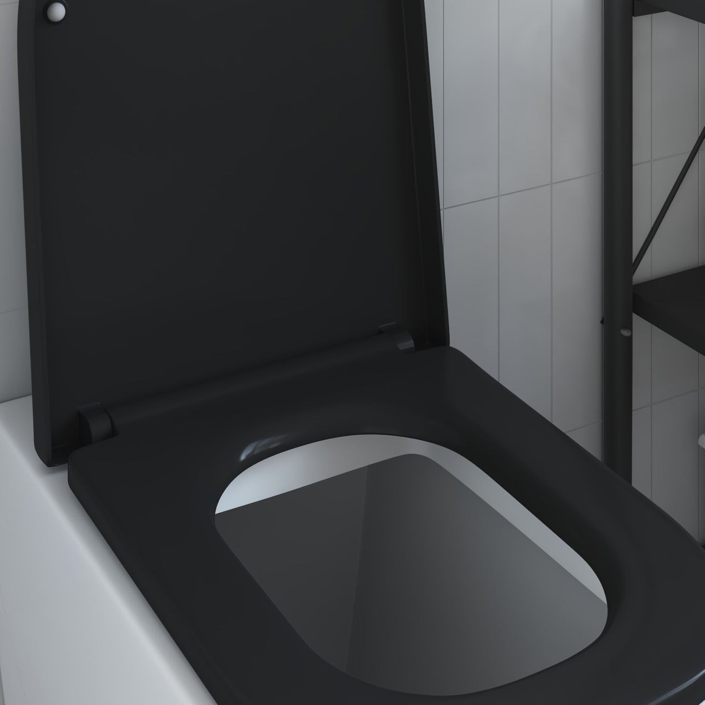 Snelle Bevestiging Toiletzitting Met Zachte Sluiting Duroplast Zwart