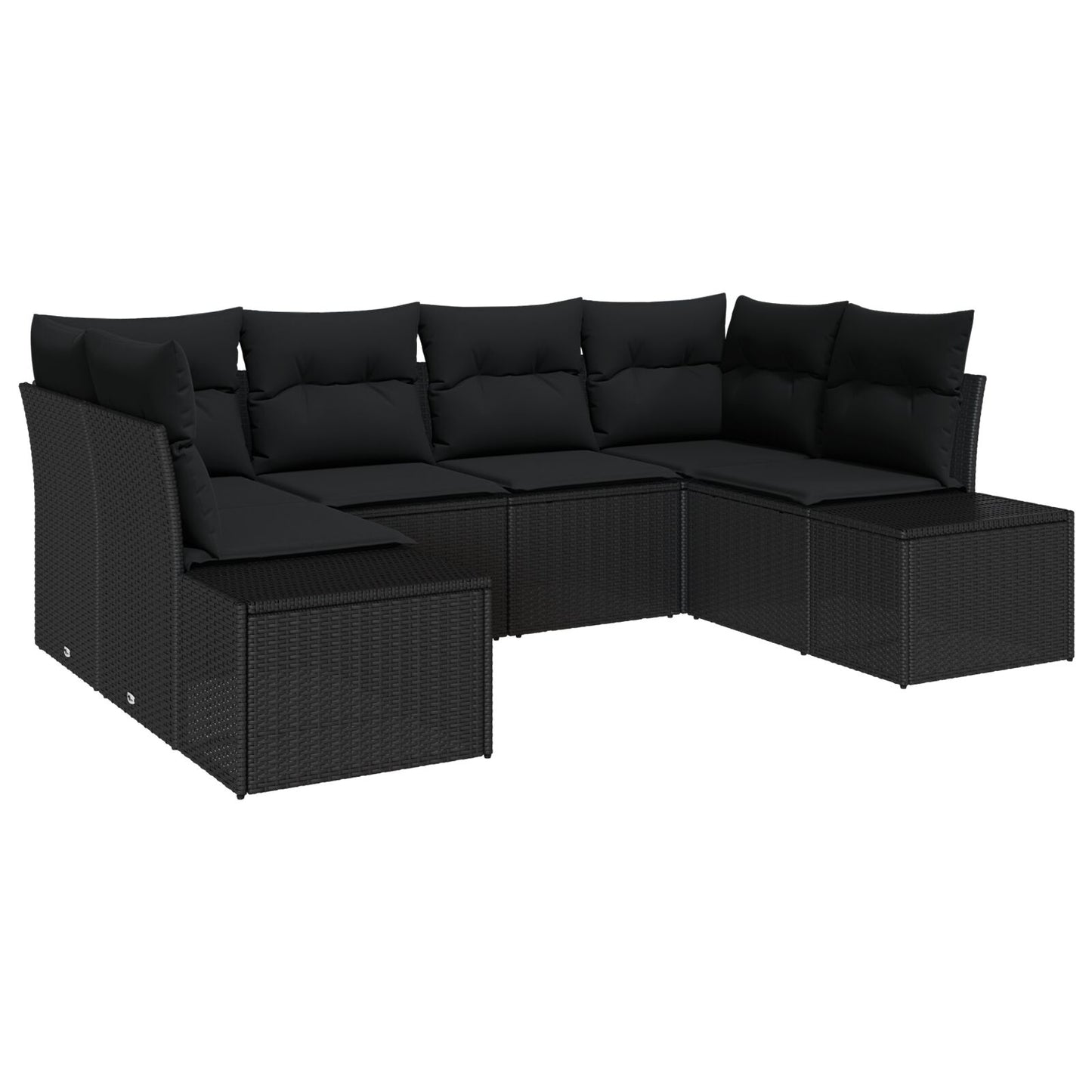 6-Delige Tuin Sofa Set Met Kussens Zwart Poly Rattan