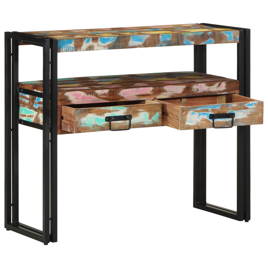 Bijzettafels Meerkleurig & Metaal 90 x 33 x 75 cm Massief gerecycled hout