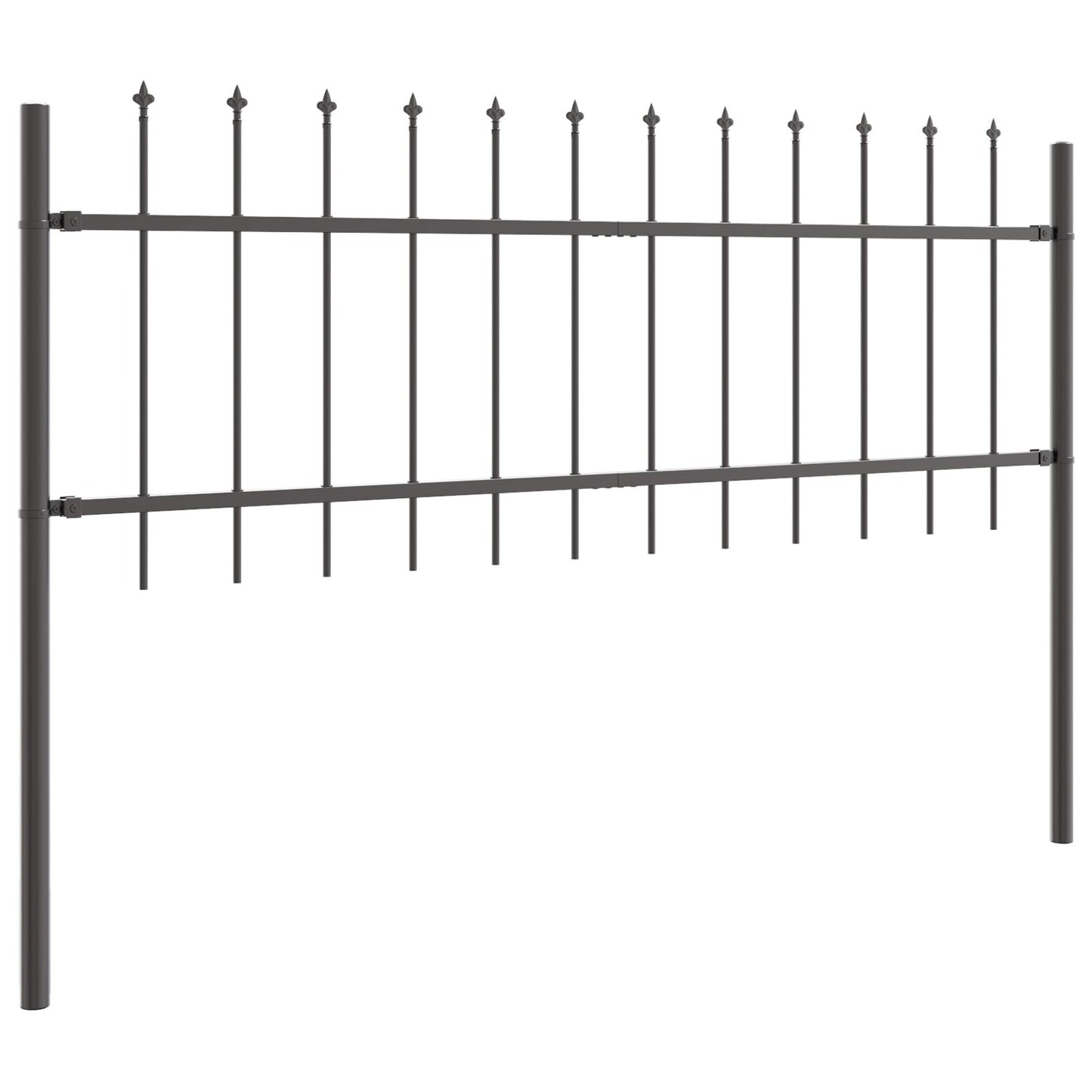Tuinafslag Met Speerpunt 5,1X0,6 M Staal Grijs 0.6 m 5.1 m