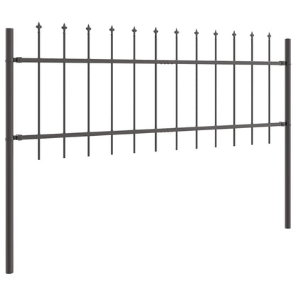 Tuinafslag Met Speerpunt 5,1X0,6 M Staal Grijs 0.6 m 5.1 m