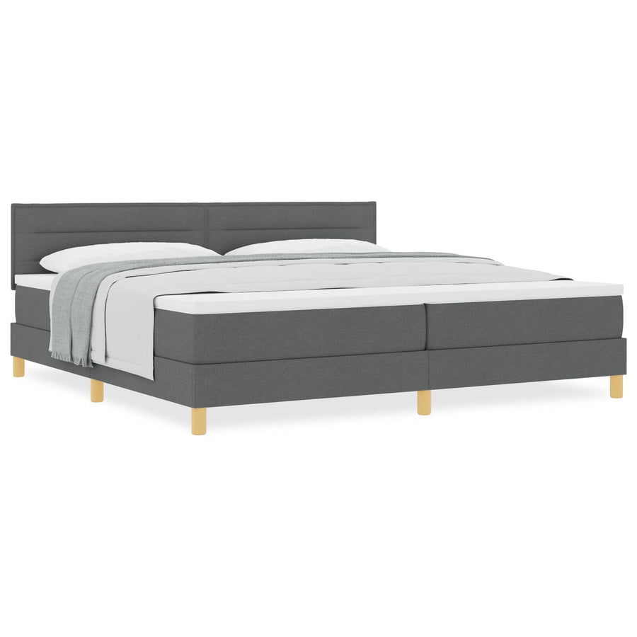 Boxspringbed Met Matras Stof Donkergrijs 200 x 200 cm Lijnen ontwerp