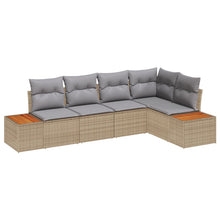 5-Delige Tuinbankset Met Kussens Beige Poly Rattan Acacia