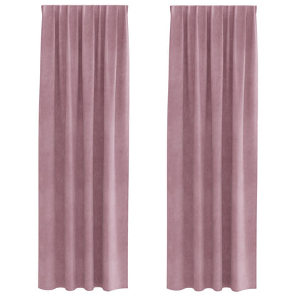 Blackout Gordijnen Met Top Tape 2 Stuks Fluweel Donkerroze 140 x 225 cm met aangenaaid tape