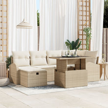7-Delige Tuin Sofa Set Met Kussens Beige Poly Rattan