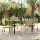 Tuin eettafelset 5-delig poly rattan beige