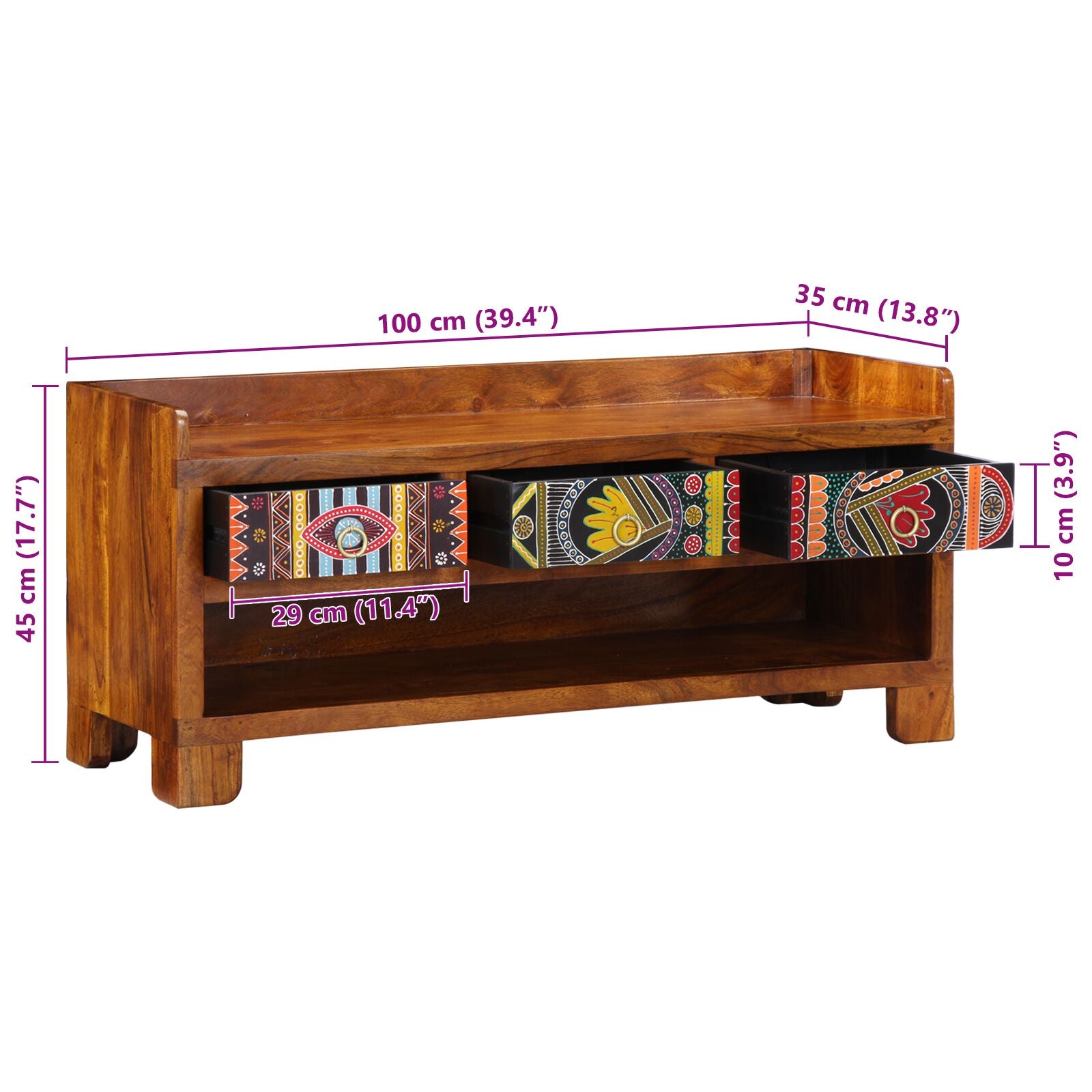 Schoenbank 100X35X45 Cm Massief Acaciahout