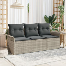 3-Delige Tuin Sofa Set Met Kussens Lichtgrijs Poly Rattan, 2-Zitter Tuin Sofa Met Opbergruimte & Kussens Lichtgrijs Poly Rattan Gegalvaniseerd Staal