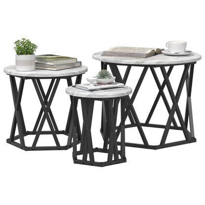 Nesting Bijzettafels 3 Pcs Bewerkt Hout Grijze sonoma