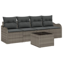 5-Delige Tuin Sofa Set met Kussens Grijs Poly Rattan, vidaXL 2-Zits Tuin Sofa met Kussens Grijs Poly Rattan