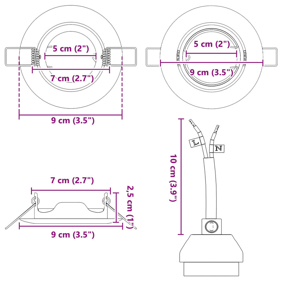 Lampen Set Van 24 Kunststof 9 Cm Modern Zwart
