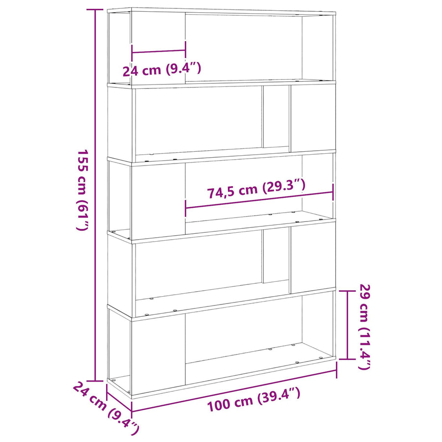 Boekenplank Gelaagd Hout Zwart eiken 100 x 24 x 155 cm