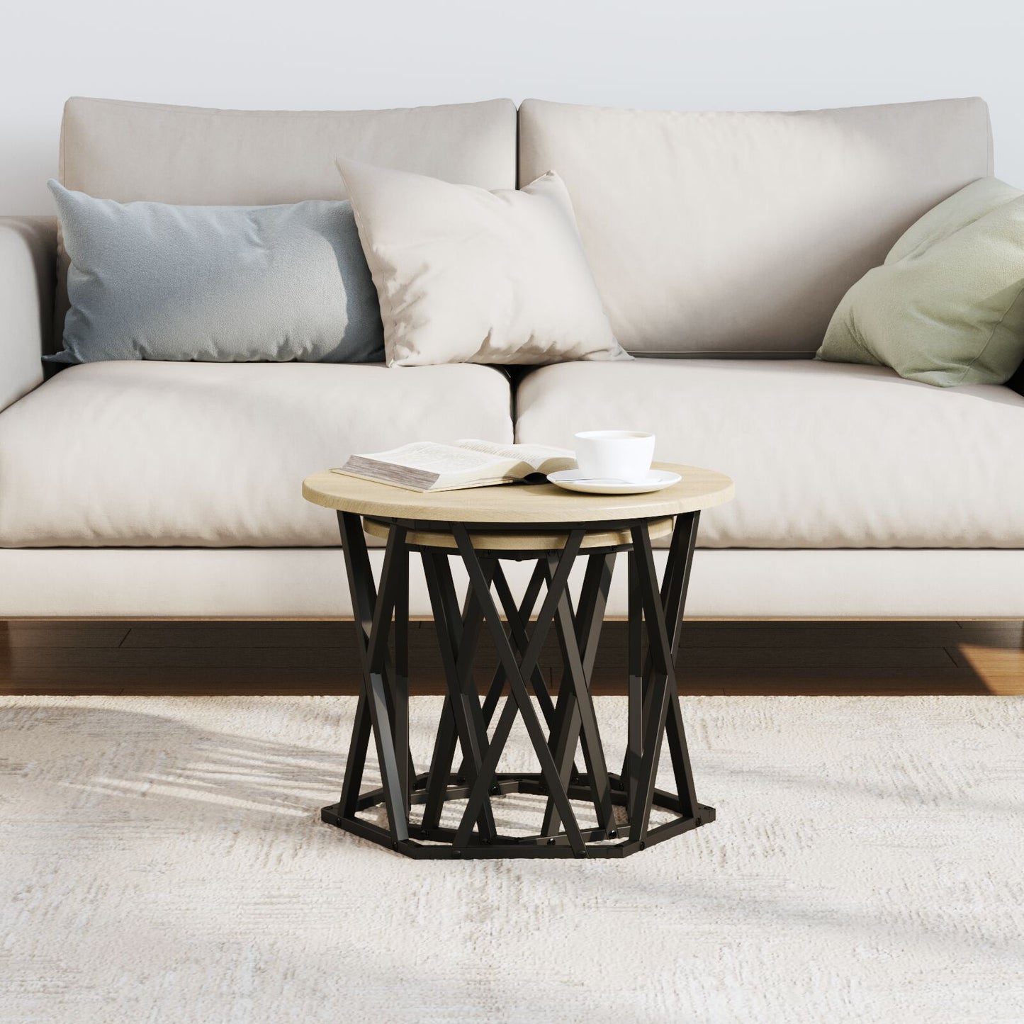 Nesting Bijzettafels 2 Stuks Engineered Hout Sonoma eiken