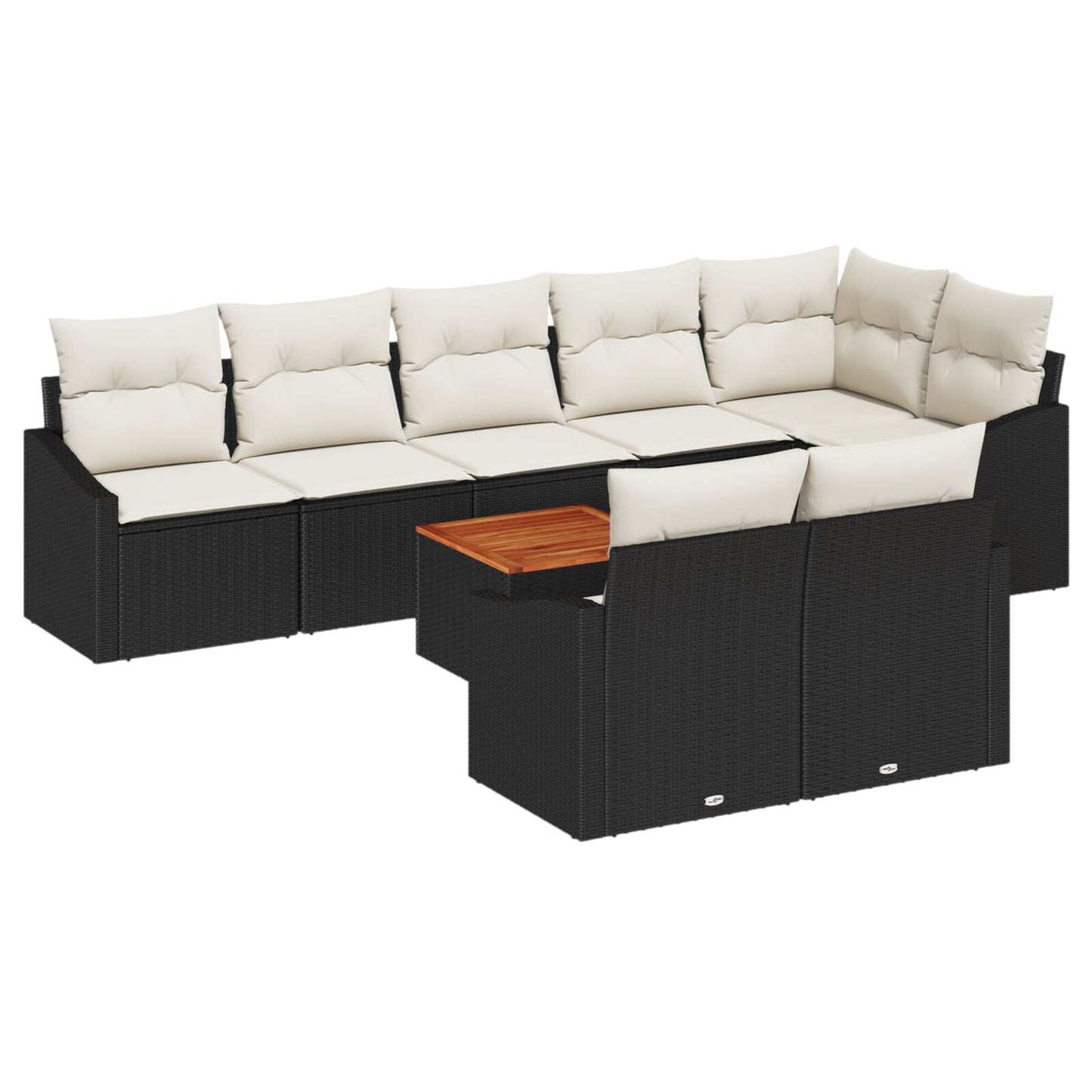 9-Delige Tuinsofaset Met Kussens Zwart Poly Rattan Acacia