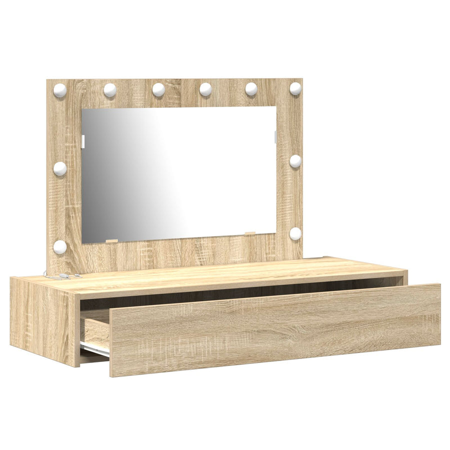 Wandgemonteerde Kaptafel Lichten In 100 x 40 x 70 cm Sonoma eiken met LED