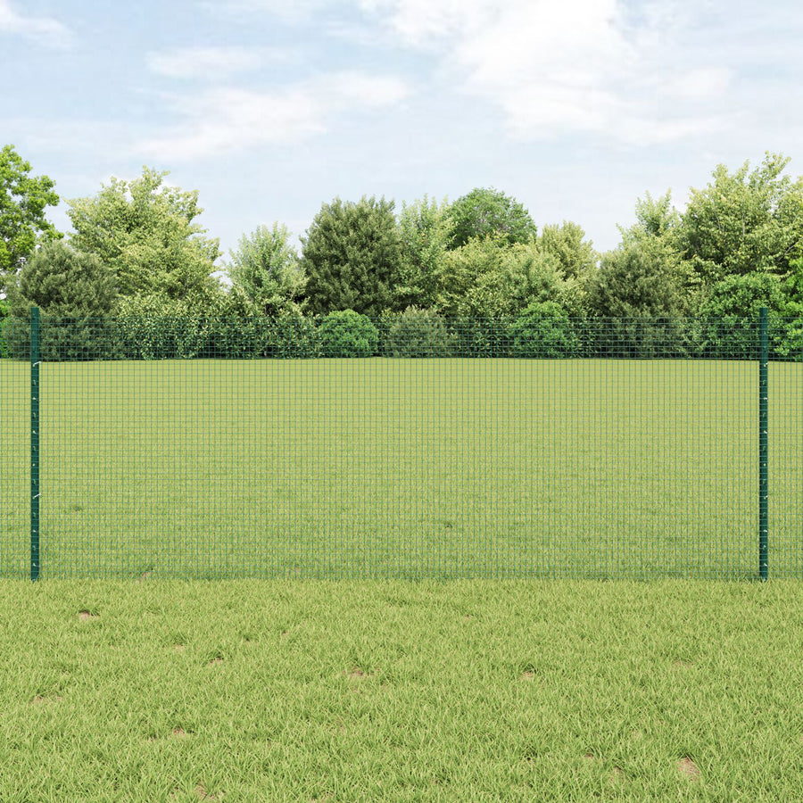 Gelast Draadomheining Met 5 U-Posts Groen 0.8X10 M Staal