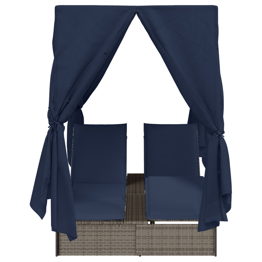 Dubbele Loungebank Set Van 2 Rattan Groot Grijs en marineblauw