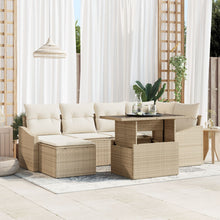 Tuin Sofa Set Set Van 7 Beige Riet, Polyester Tuin Sofa Set