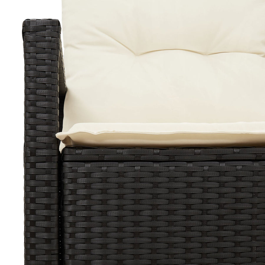 2-Zits Tuin Sofa Met Kussens Poly Rattan Zwart en crème zonder opslag