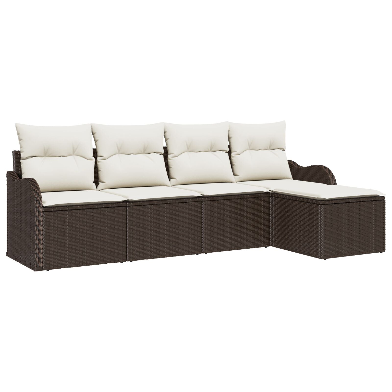 5-delige tuinsofa set met kussens bruin poly rattan, vidaXL 2-zits tuinsofa met kussens bruin poly rattan