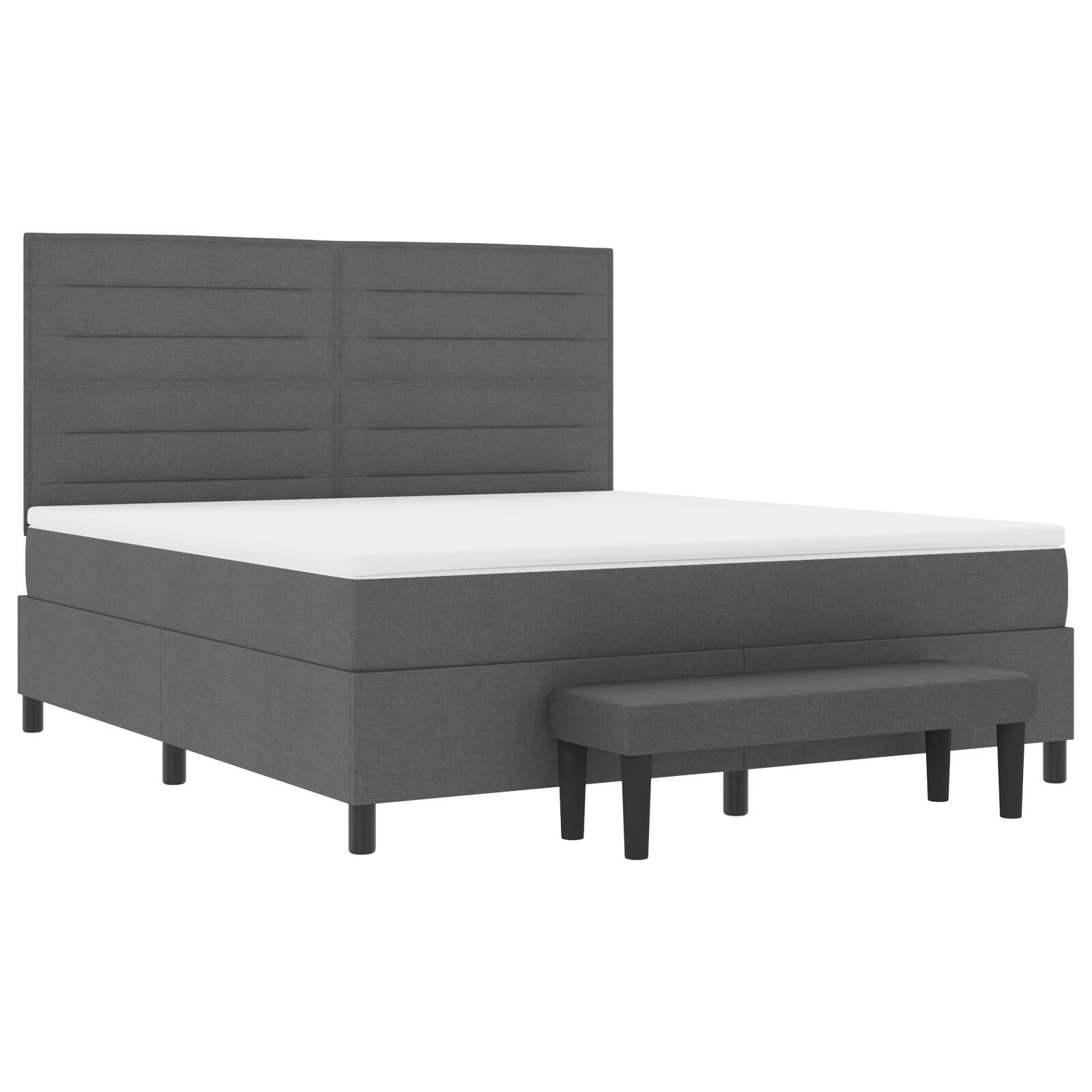 Boxspringbed Met Matras & Bank Stof Donkergrijs 180 x 200 cm Lijnen ontwerp