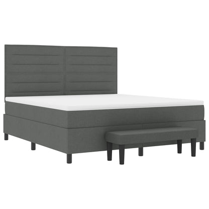 Boxspringbed Met Matras & Bank Stof Donkergrijs 180 x 200 cm Lijnen ontwerp