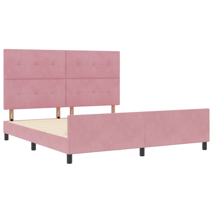 Roze Velourse Bedframe 180X200 Cm Crème