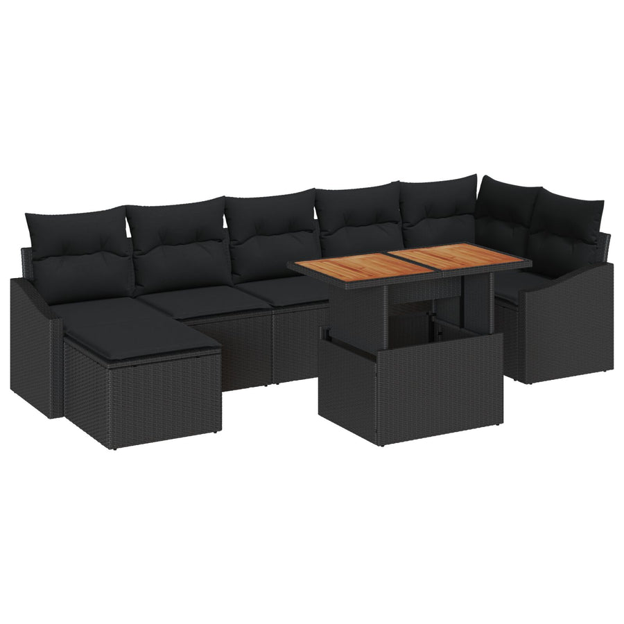 Tuin Sofa Set Set Van 8 Zwart Poly Rattan 8-Delige Tuin Eetset