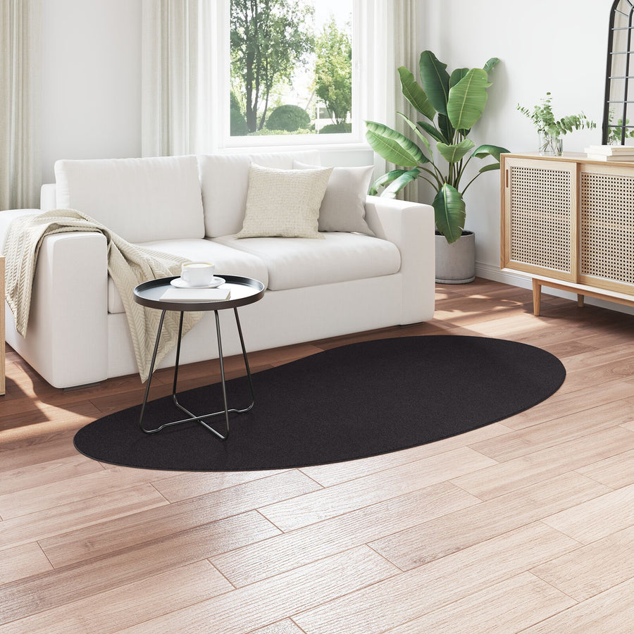 Vloerkleed Polyester Antislip Zwart 100 x 200 cm Ovaal-Druppel