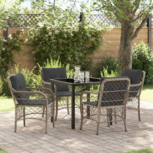 5-Delige Tuin Eetset Met Kussens Lichtgrijs Poly Rattan