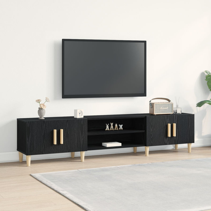 Tv Meubel Zwart Eiken 180X31,5X40 Cm Geengineerd Hout