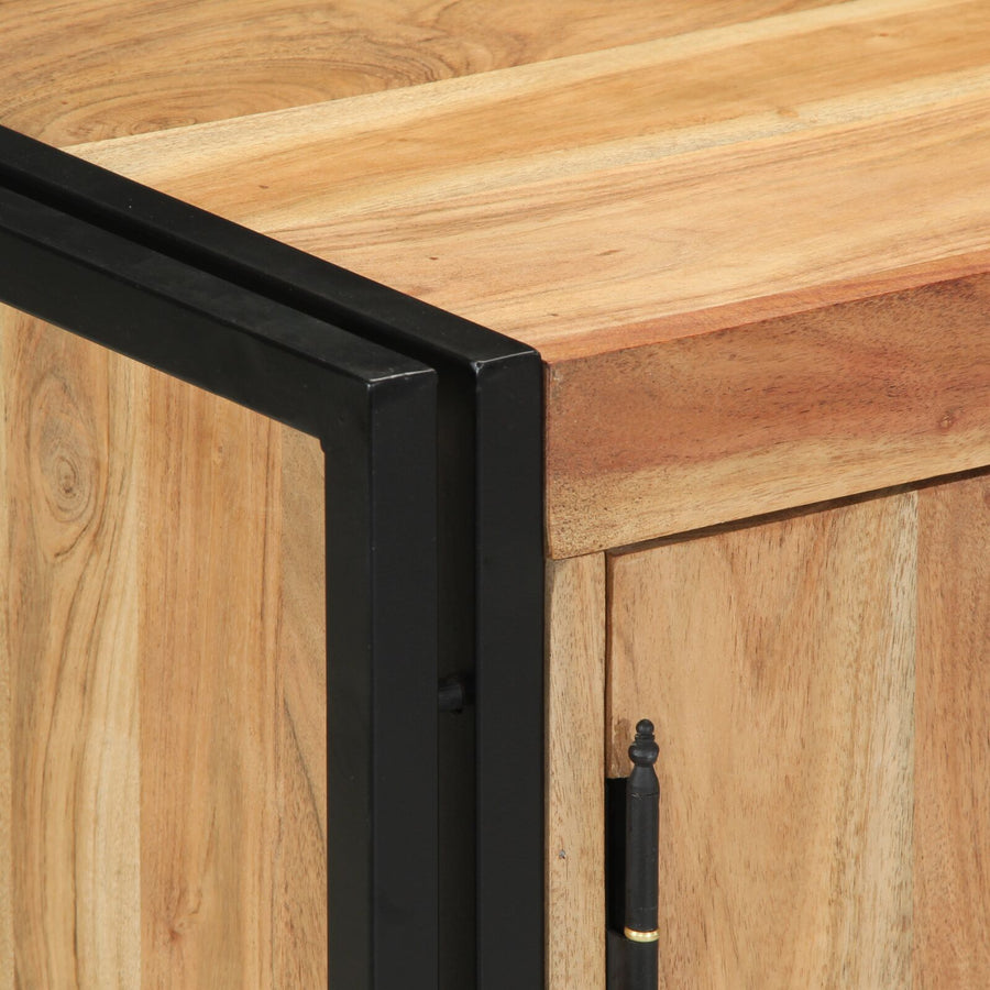 Schoenenkast Zwart 30X30X40 Cm En Staal Massief acaciahout
