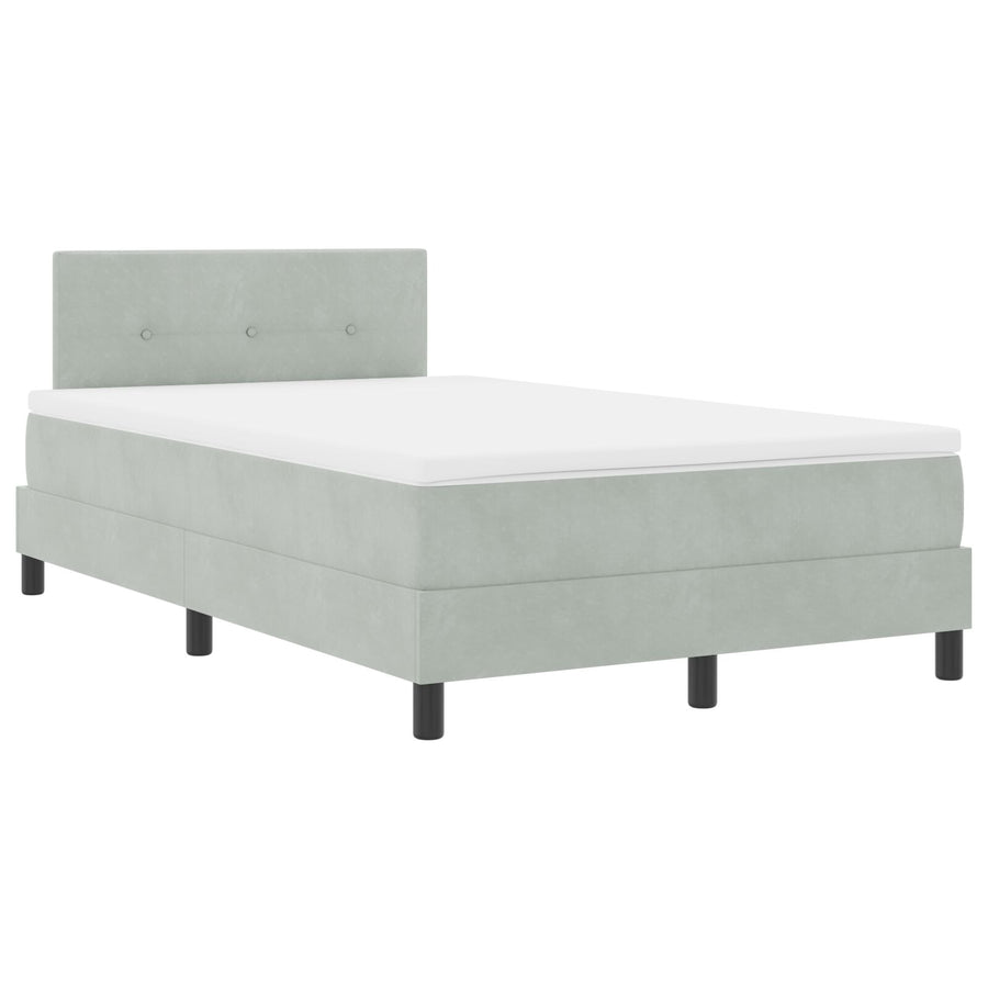 Boxspringbed Met Matras Lichtgrijs 120X200 Cm Fluweel Blauw