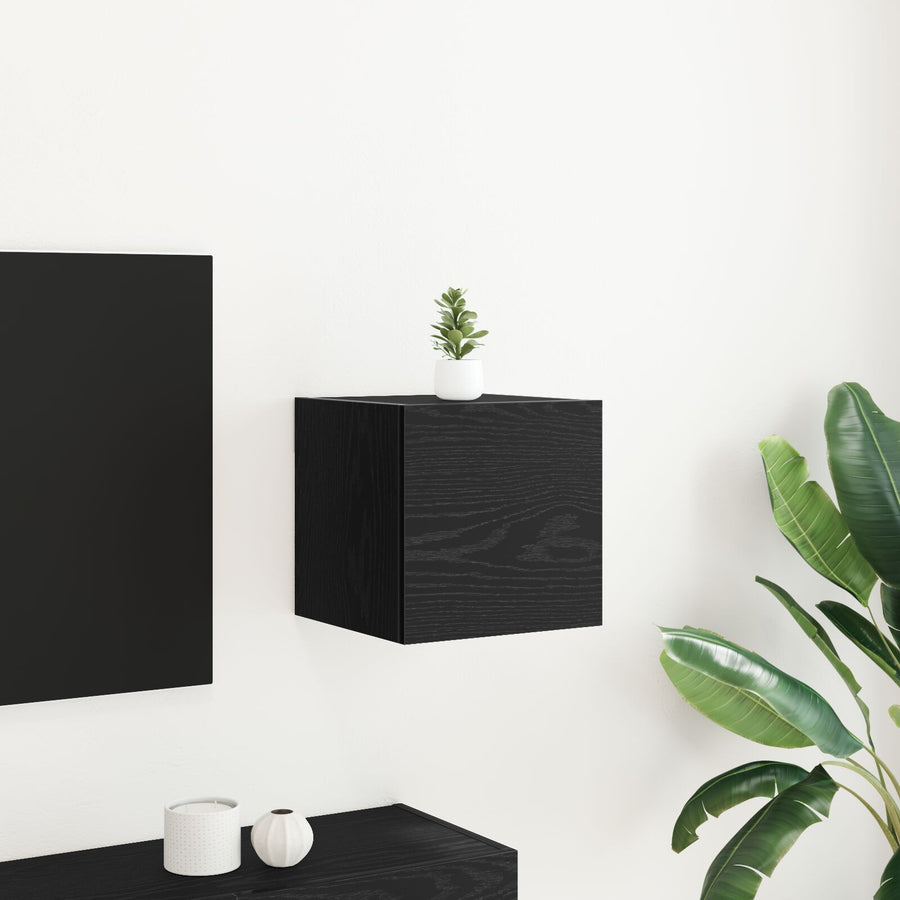 Tv Kast Voor Wandmontage Zwart Eik 30,5X30X30 Cm