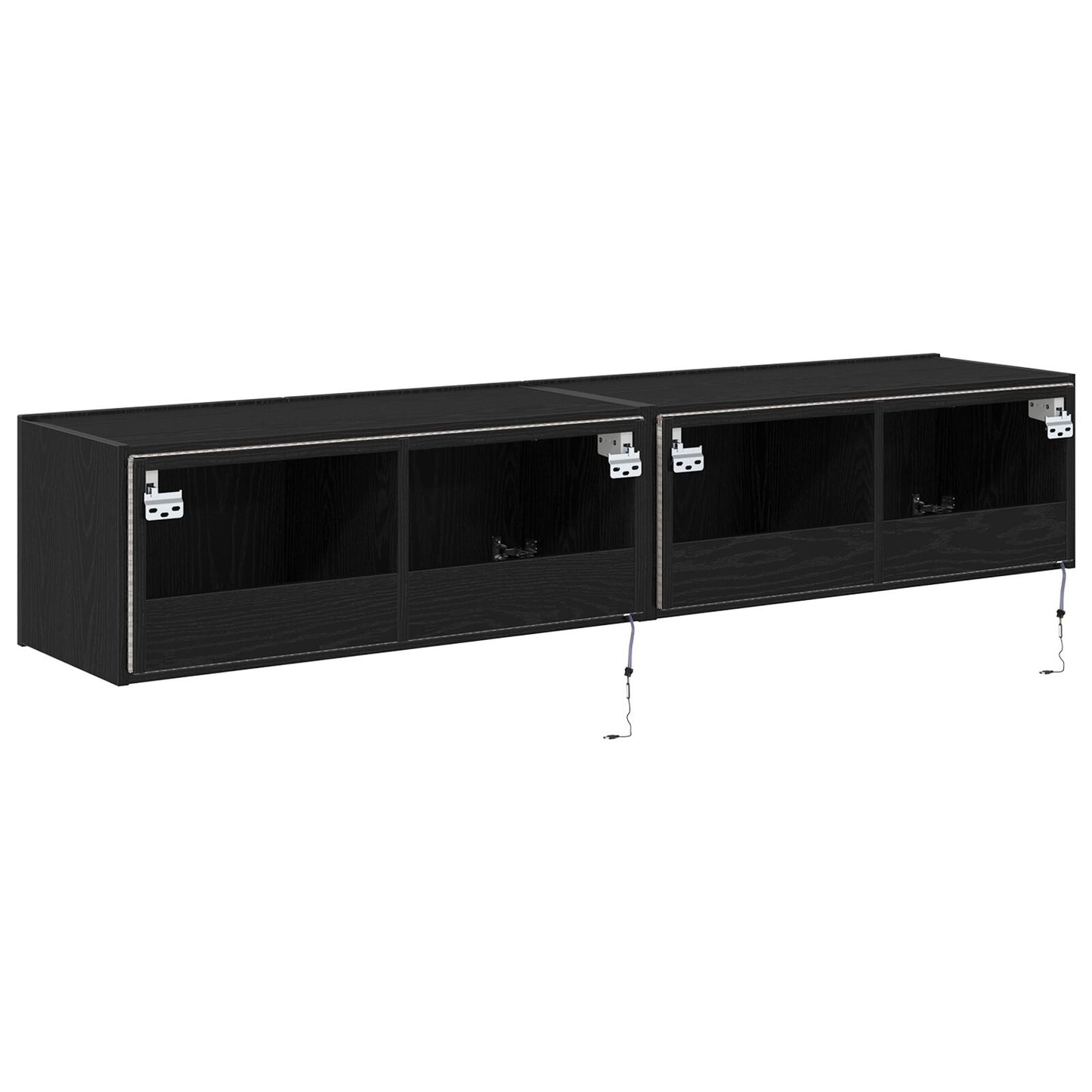 Tv Wandkasten Met Led-Verlichting 2 Stuks Zwart Eiken 80X35X31 Cm