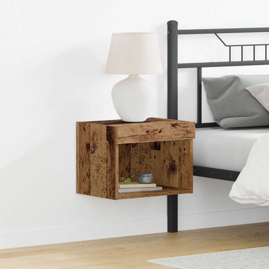 Wandkast Met Led-Verlichting Oud Hout 40X30X30 Cm