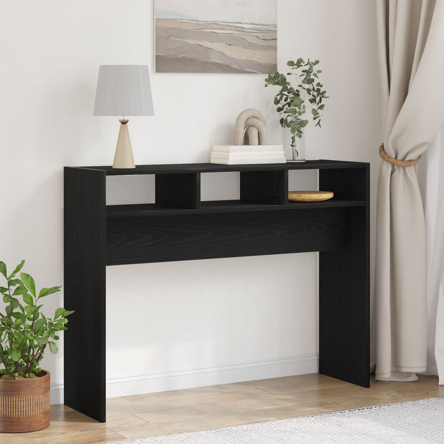 Consoletafel Zwart Eiken 105X30X80 Cm Geengineerd Hout